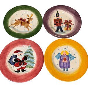 Salute Holiday hand painted Christmas sandwich salad plates 8.5" holiday
